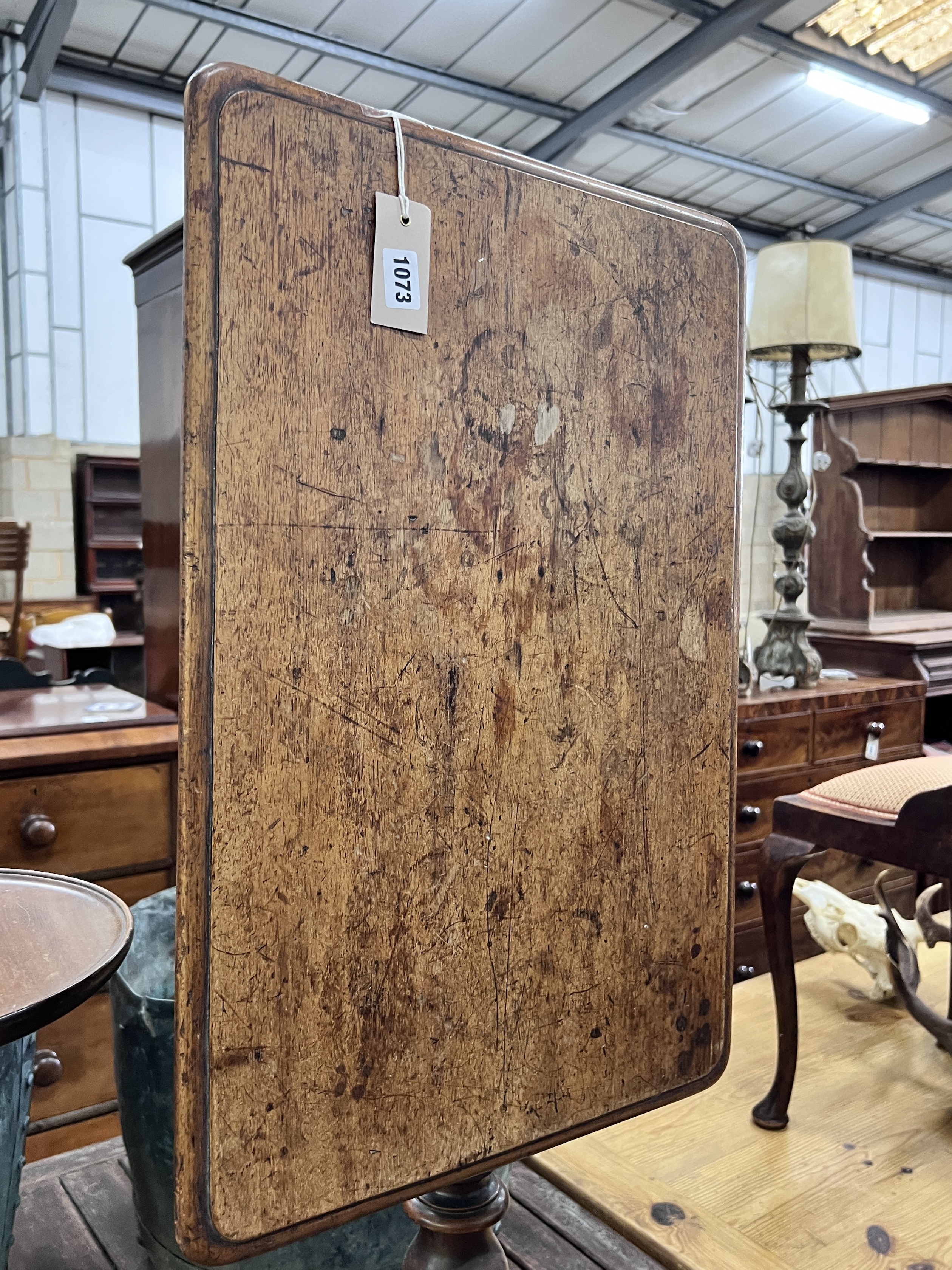 A Victorian rectangular mahogany tilt top wine table, width 40cm, depth 60cm, height 70cm, together with a later mahogany tripod wine table